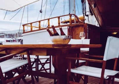 cava on board the luxury sailboat