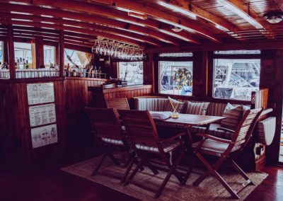 dinning room inside the sailboat