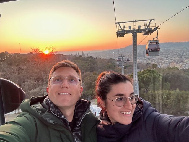 sunset barcelona Montjuic cable car